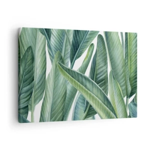 Tablou pe pânză Canvas - Frunze verzi într-un stil botanic minimalist - 70x50cm - Verdeața în sine - Decorațiune modernă pentru perete pentru living și dormitor ARTTOR