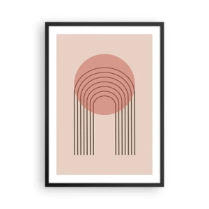 Poster în ramă neagră - O abstracție minimalistă cu arcuri în nuanțe de roz și bej. - 50x70cm - Atracție irezistibilă - Decorațiune modernă pentru perete pentru living și dormitor ARTTOR