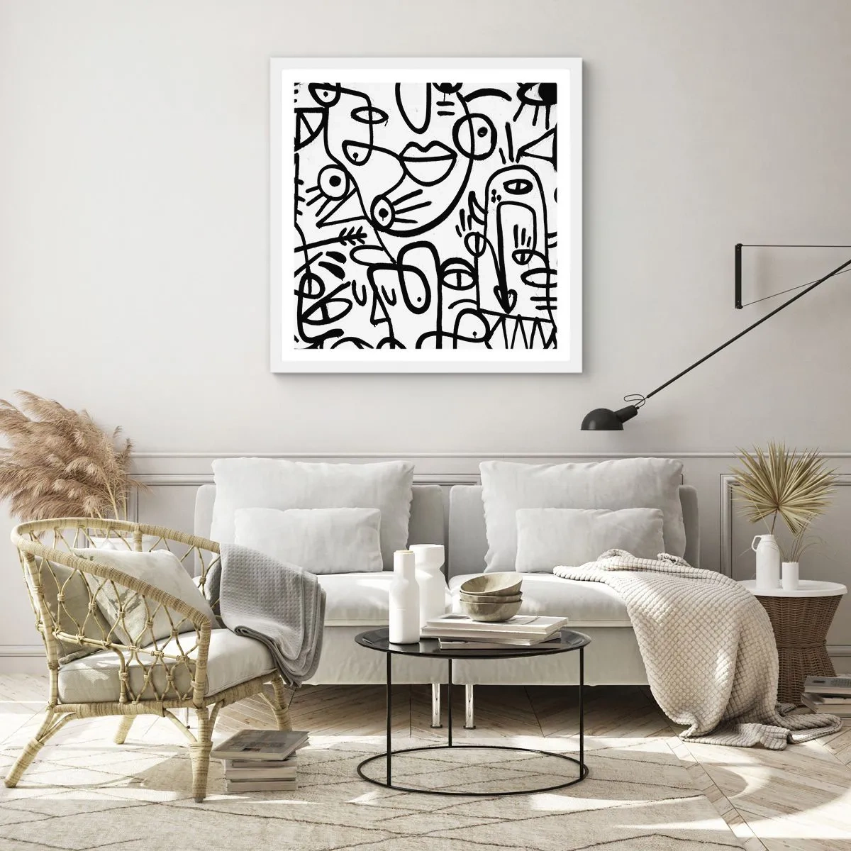 Poster în ramă albă - Chipuri și miraje - 50x50 cm