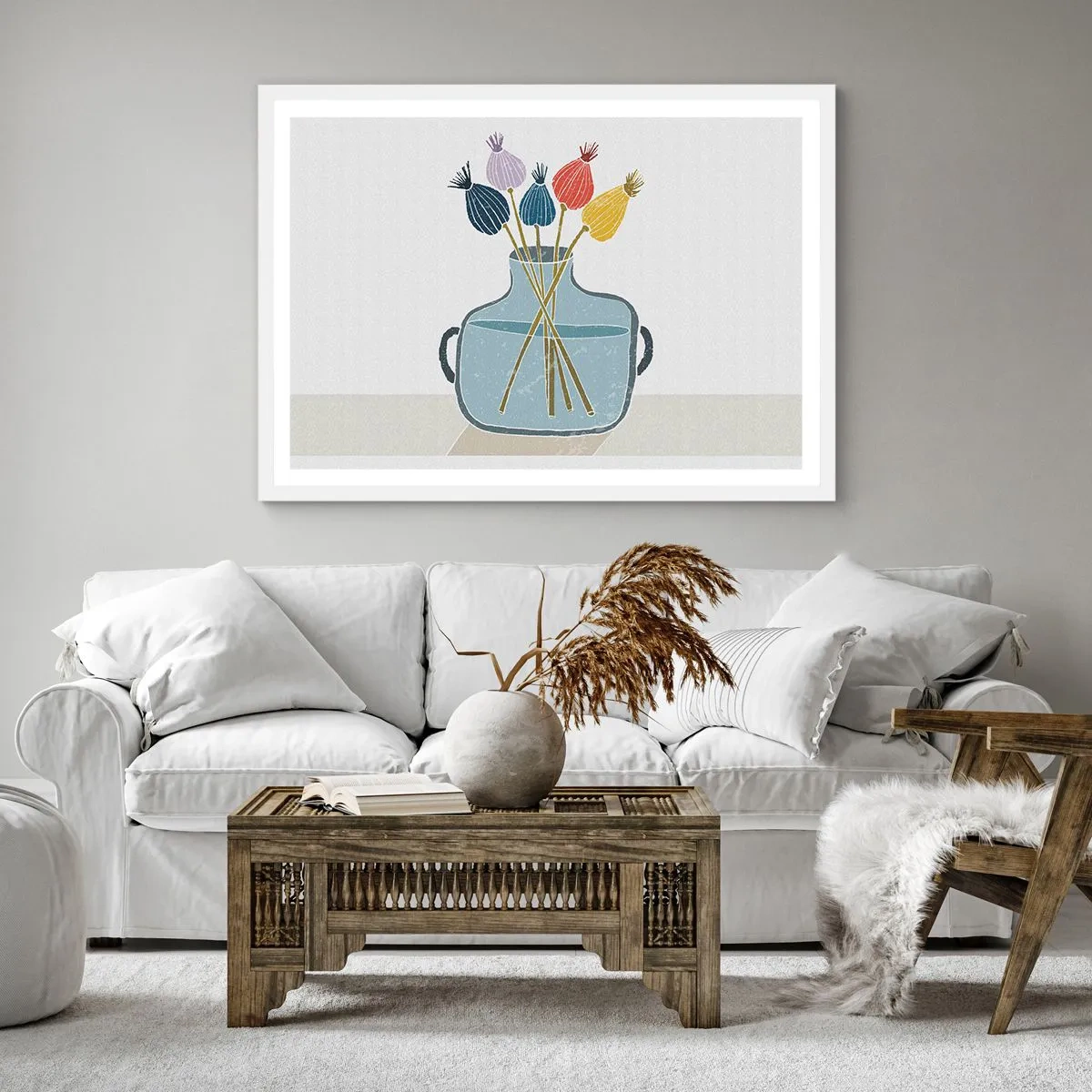 Poster în ramă albă - Paparune sau maci? - 30x30 cm