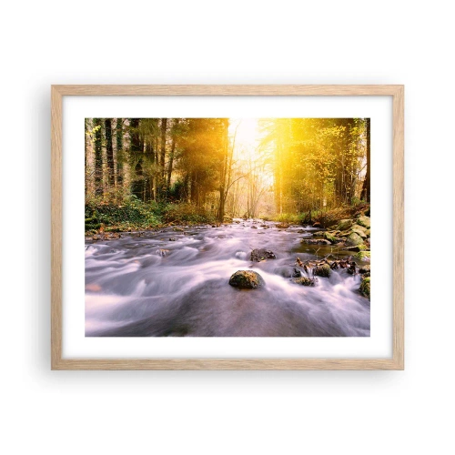 Poster în ramă de stejar deschis - Malachit în rame de argint și aur - 50x40 cm