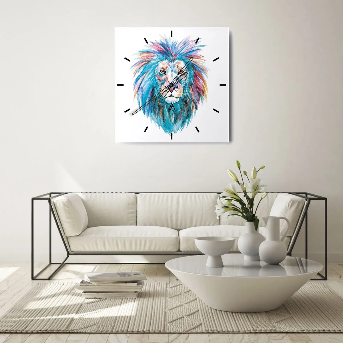 Ceas de perete - Ceas pe sticlă - Aură electrizantă - 40x40 cm