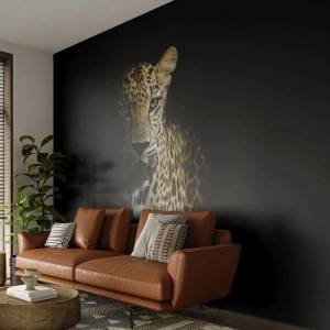 Tapet Premium Canvas - Frumusețe întunecată - Animale, leopard, Pisica sălbatică - 350x256 cm