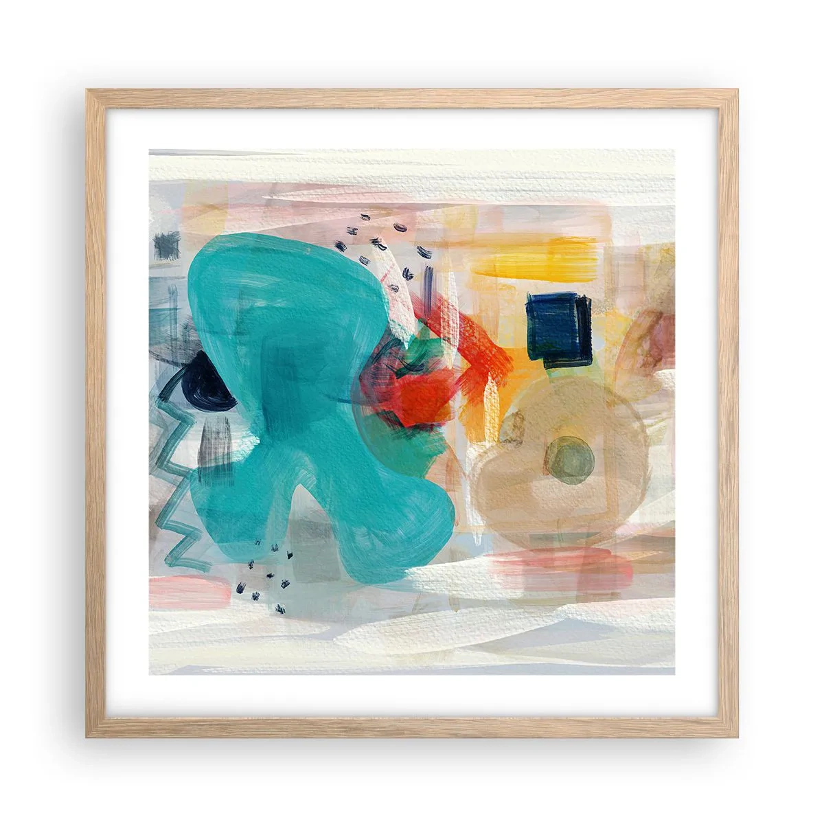 Poster în ramă de stejar deschis - Joc plin de culoare - 50x50 cm