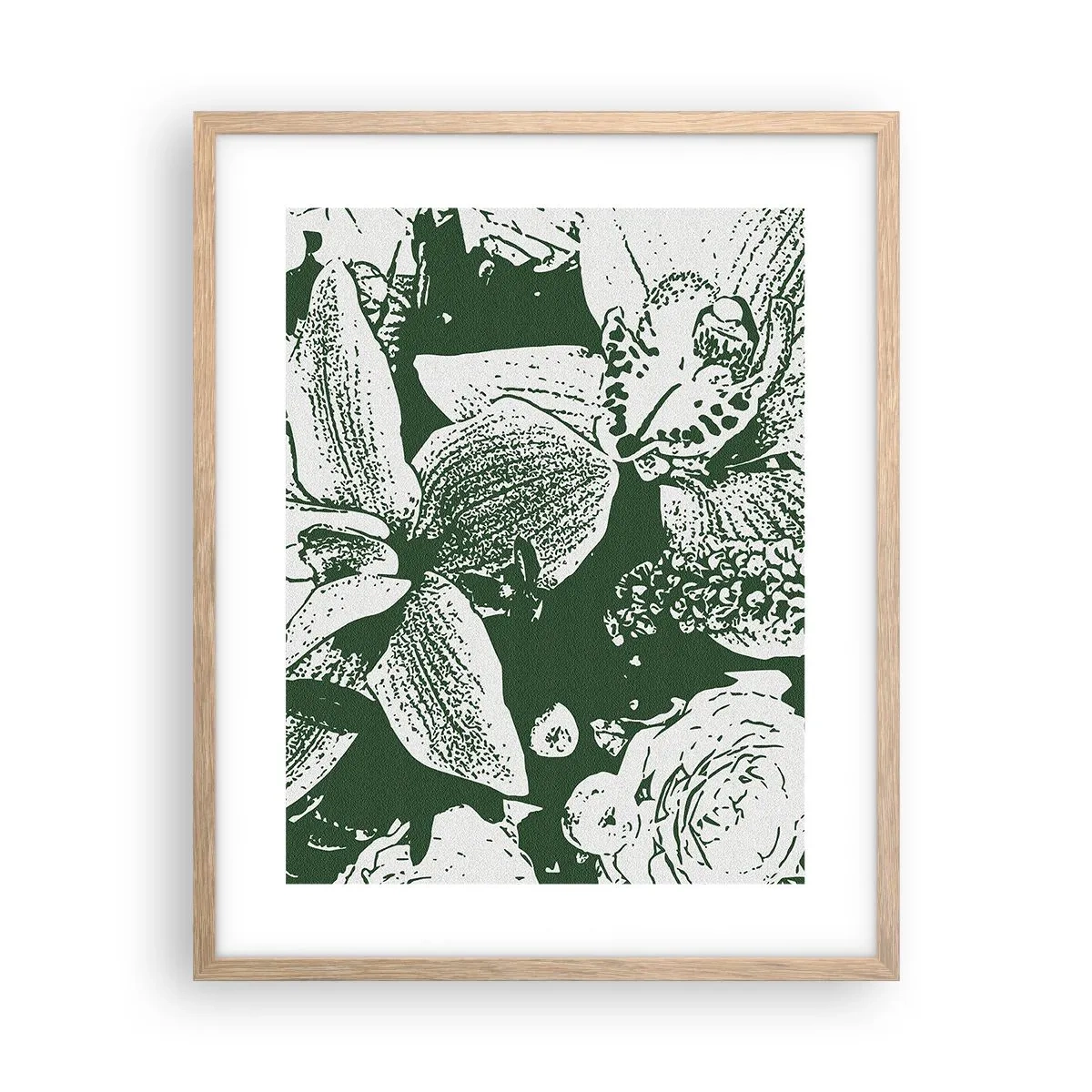 Poster în ramă de stejar deschis - Buchet - o lume de verde - 40x50 cm