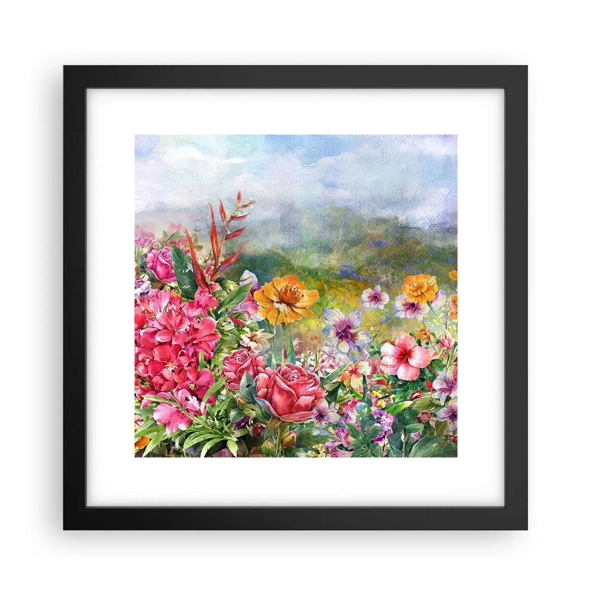 Poster în ramă neagră - O grădină înnebunită - 30x30 cm