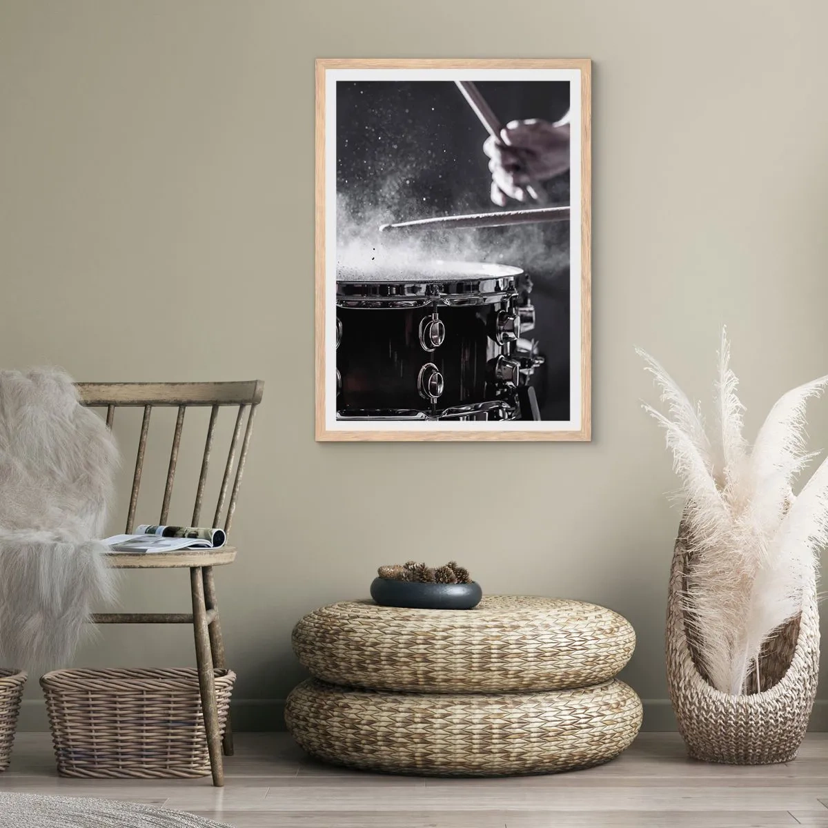 Poster în ramă de stejar deschis - Pulsul muzicii - 70x100 cm