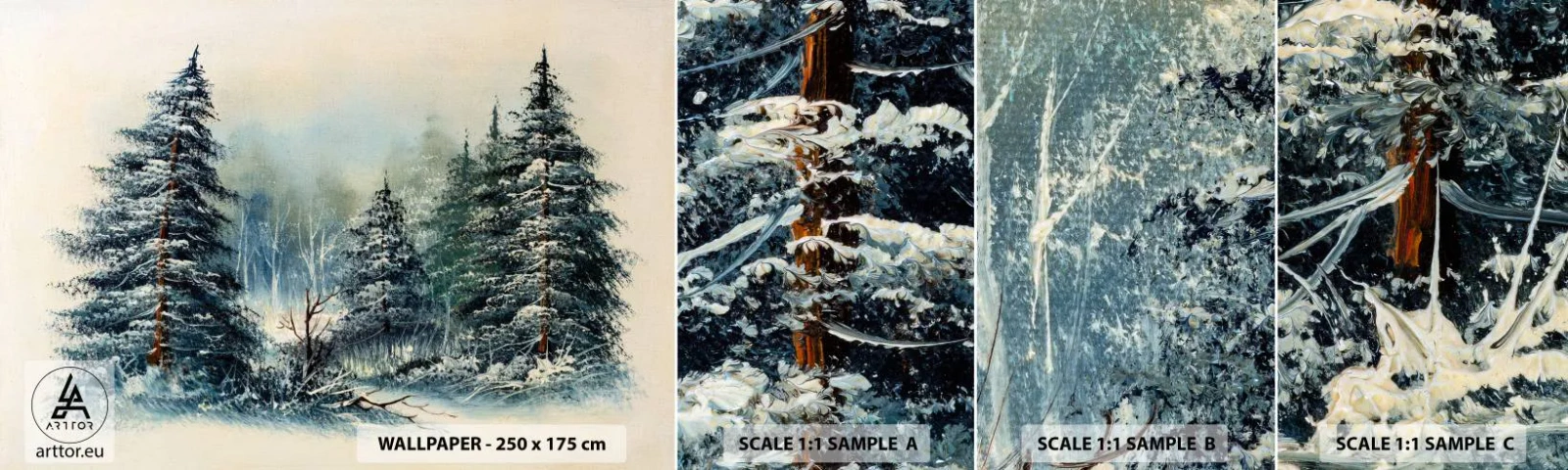 Mostră tapet autocolant Deluxe Sticker - Gata pentru Crăciun - Peisaj, pădure, Natură - 100x30 cm