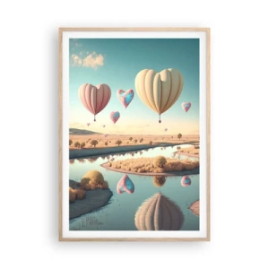Poster în ramă de stejar deschis - Iubirea ne înalță - 70x100 cm