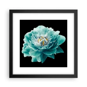 Poster în ramă neagră - Petale albastre și aurii - 30x30 cm