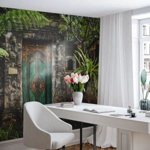 Tapet Premium Canvas - O ușă către o lume exotică - Ușă Cu Ornament, Arhitectură, Mister - 300x210 cm