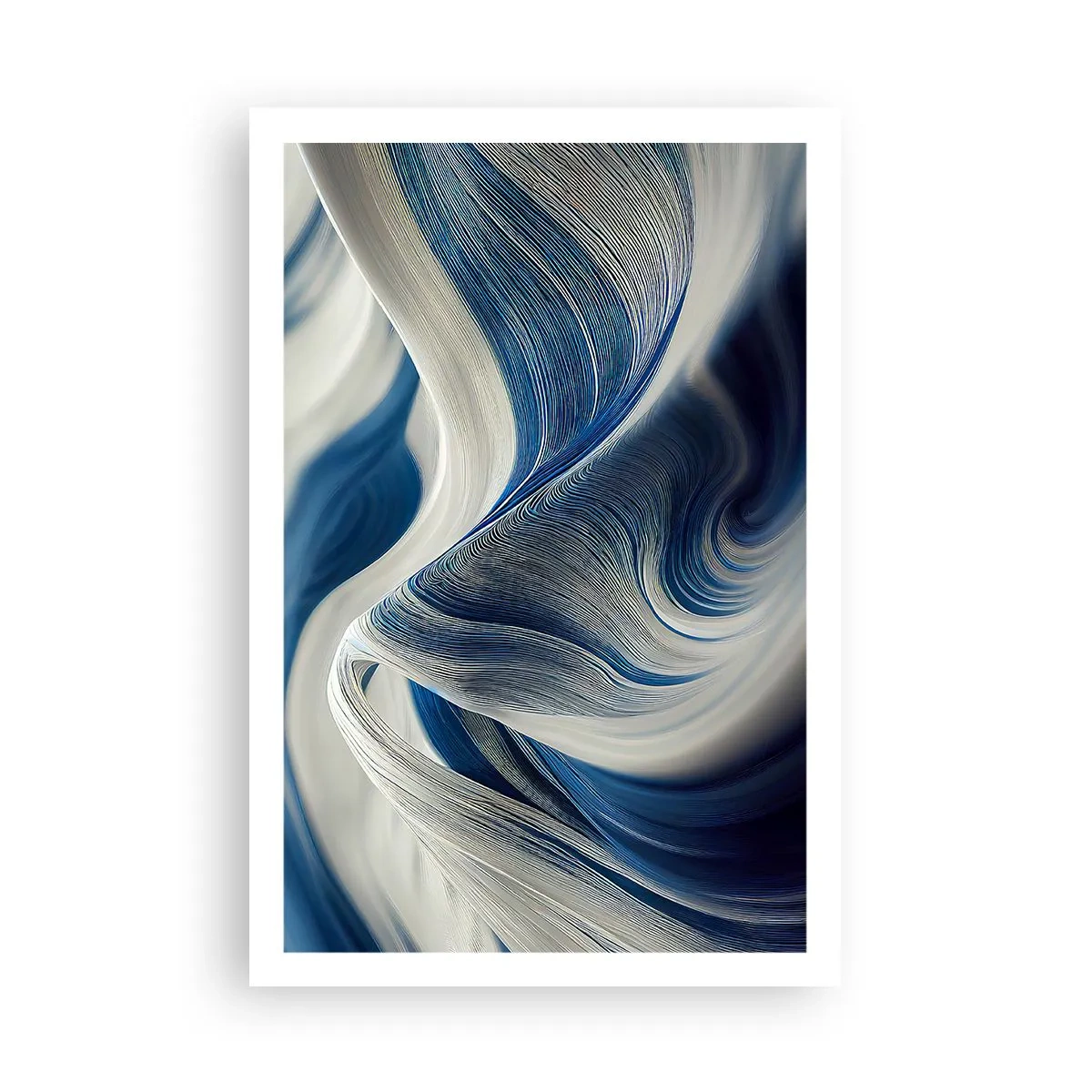 Poster - Fluiditate de albastru și alb - 61x91 cm