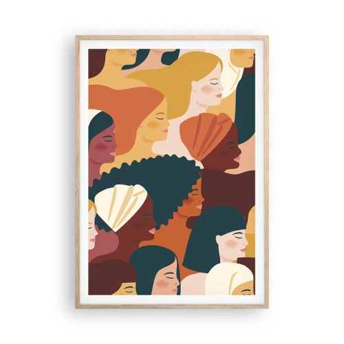 Poster în ramă de stejar deschis - Numai feminitate - 70x100 cm
