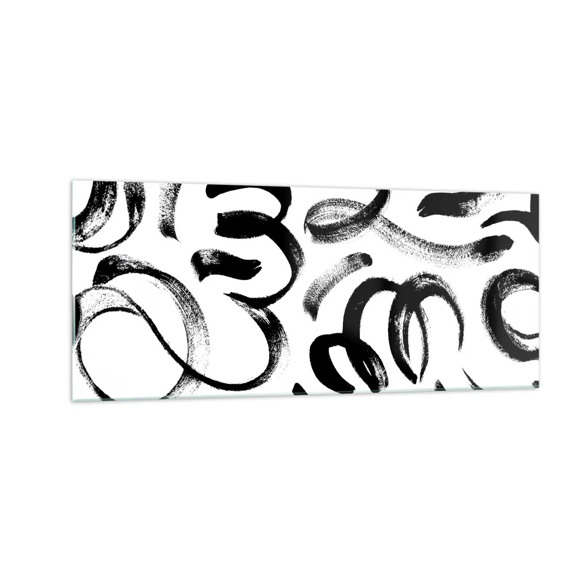 Tablou pe sticlă - Negru pe alb - 100x40 cm