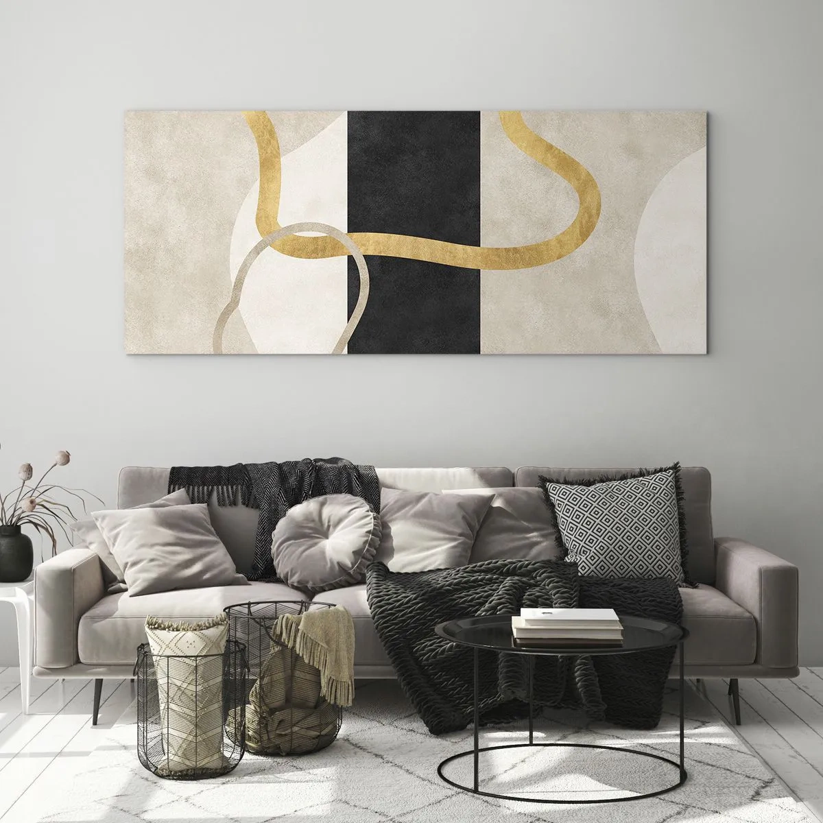 Tablou pe sticlă - Forme înbuclite - 100x40 cm