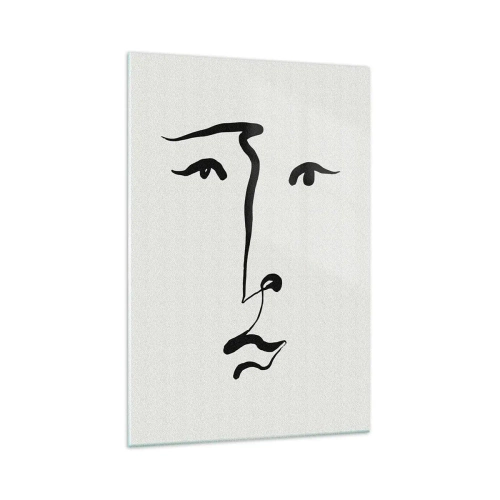 Tablou pe sticlă - Portret tras cu o linie - 70x100 cm