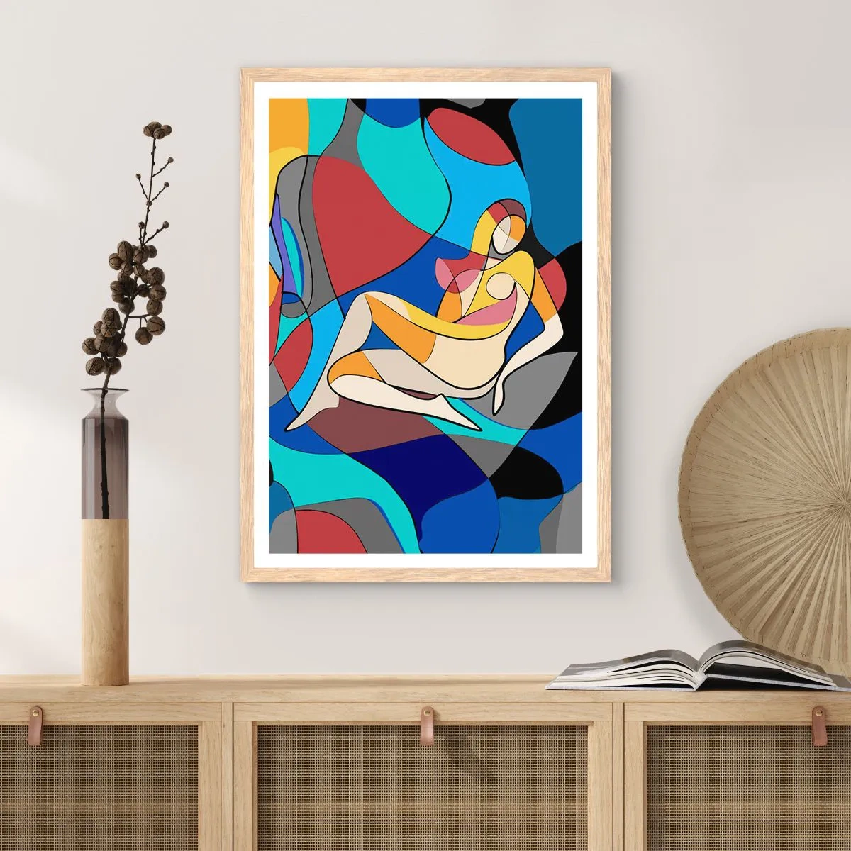 Poster în ramă de stejar deschis - Nudul cubist - 70x100 cm