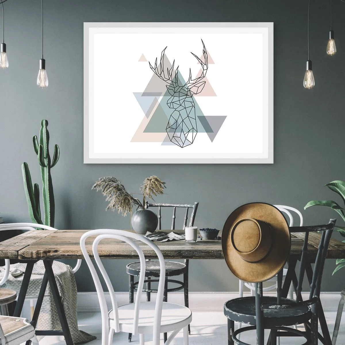 Poster în ramă albă - Într-o pădure geometrică - 40x30 cm