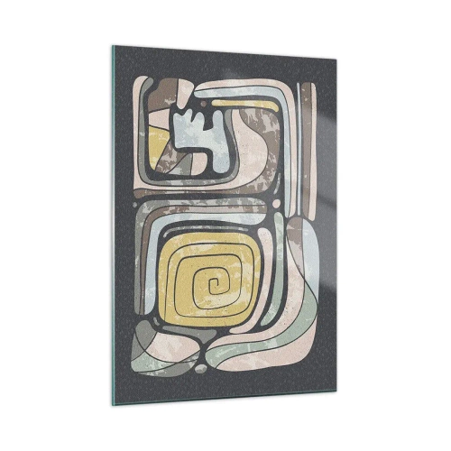 Tablou pe sticlă - Abstracție în spirit precolumbian - 50x70 cm