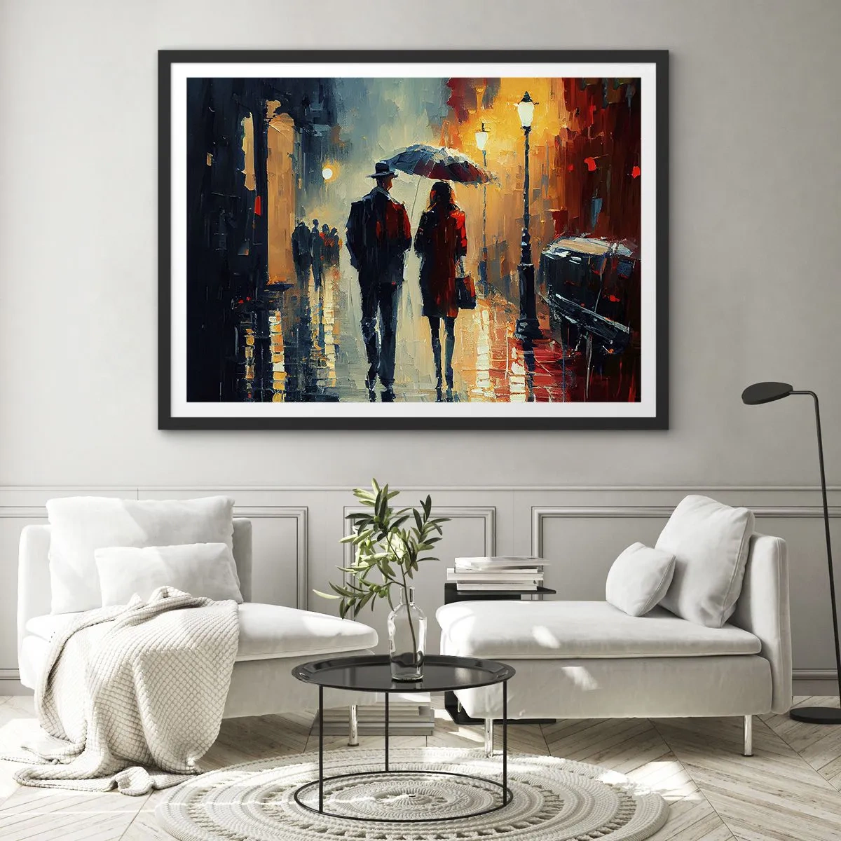 Poster în ramă neagră - Poveste de dragoste urbană - 91x61 cm