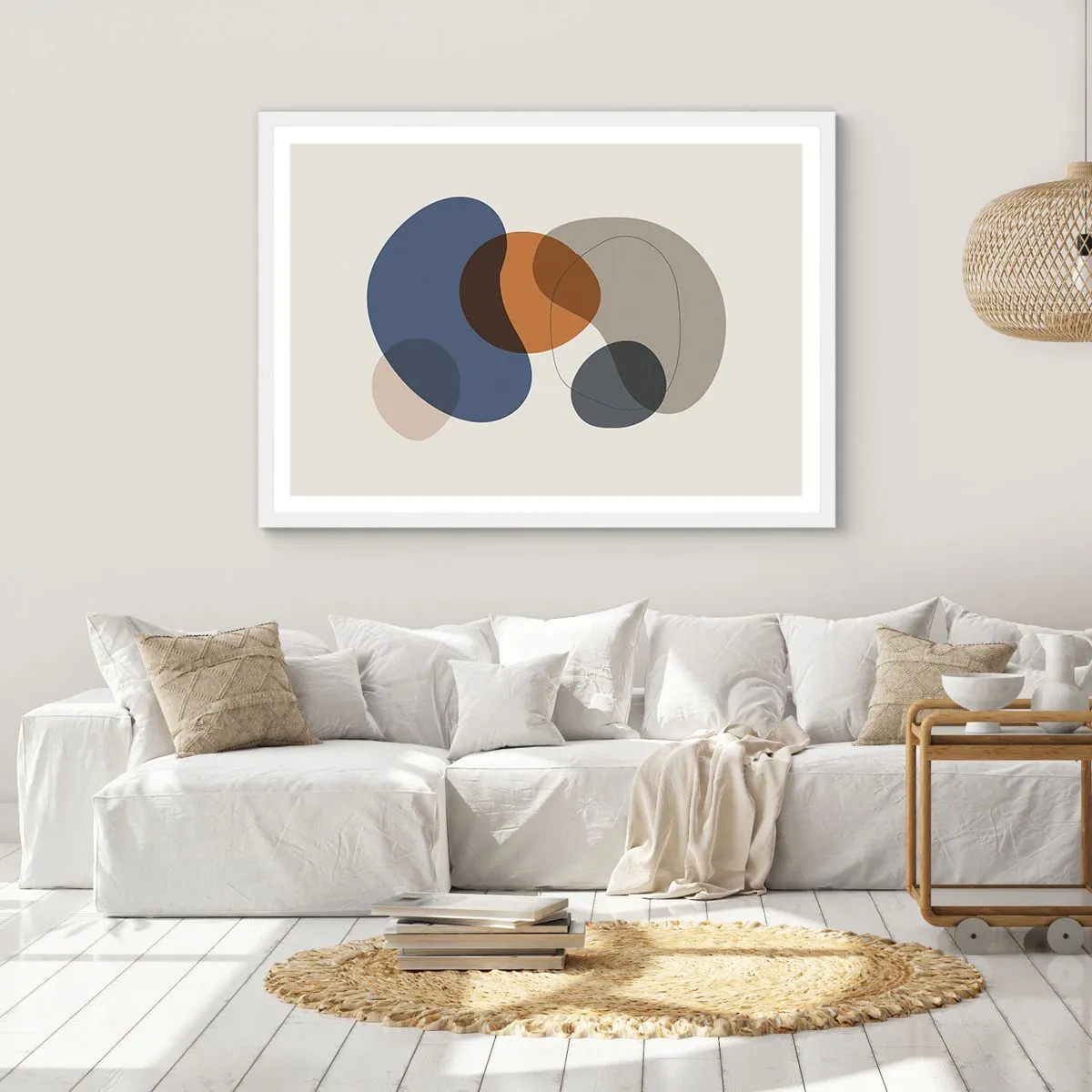 Poster în ramă albă - Picături de culoare - 100x70 cm