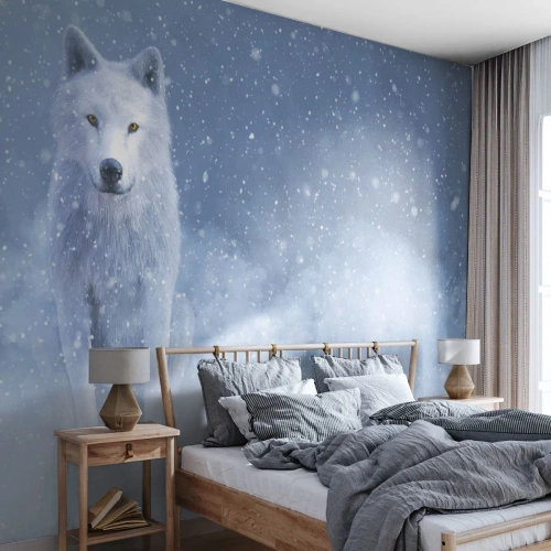 Tapet Autoadeziv Deluxe Sticker - În stil de iarnă - lup Alb, Animale, Iarnă - 350x256 cm