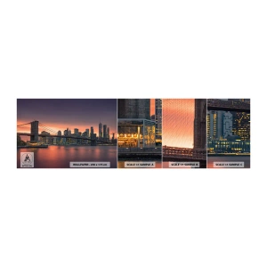 Mostră de Tapet Standard Eco - Scufundate în tăcerea liliachie - New York, Oraș, Podul Brooklyn - 100x30 cm