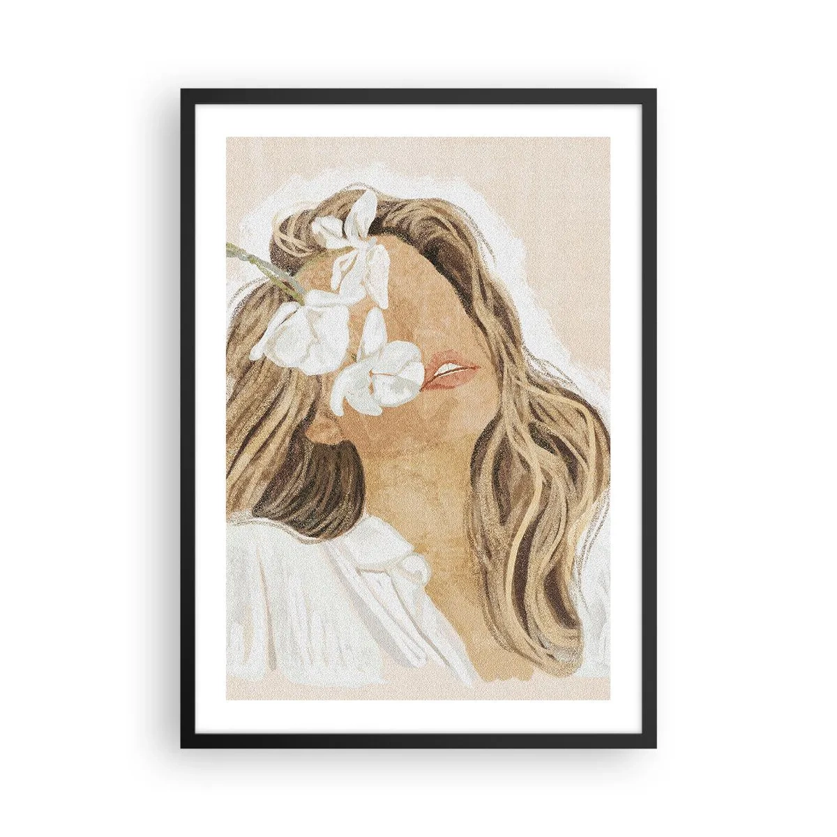 Poster în ramă neagră - Printre flori în exaltare - 50x70 cm