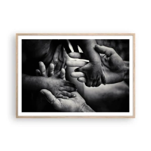 Poster în ramă de stejar deschis - A fi om - 100x70 cm