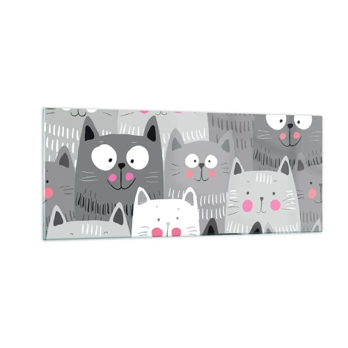 Tablou pe sticlă - Lumea felină - 100x40 cm