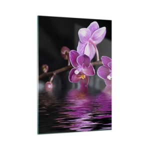Tablou pe sticlă - Reflecție de frumusețe în liliac - 50x70 cm