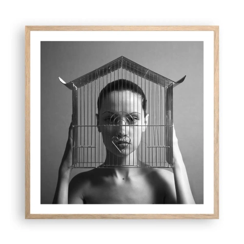 Poster în ramă de stejar deschis - Un portret oarecum suprarealist - 60x60 cm