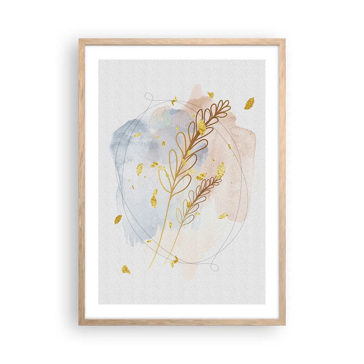 Poster în ramă de stejar deschis - Suflul de aur - 50x70 cm
