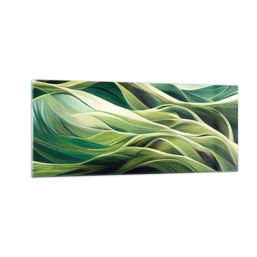 Tablou pe sticlă - Un joc abstract de verde - 100x40 cm