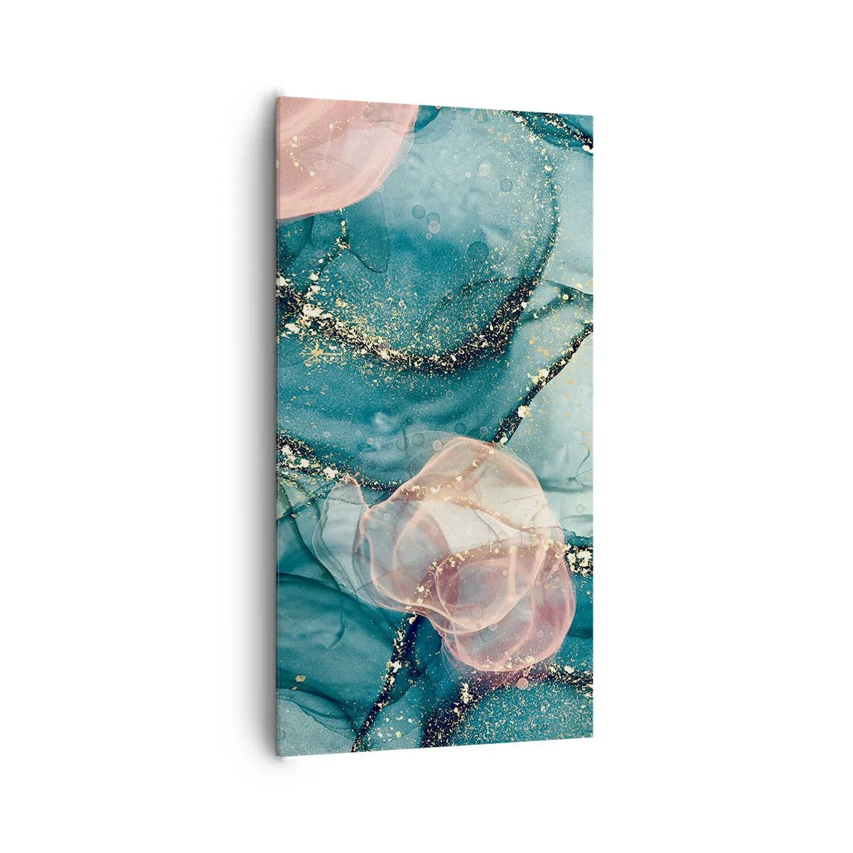 Tablou pe pânză - Mătase albastră, tul roz - 65x120 cm