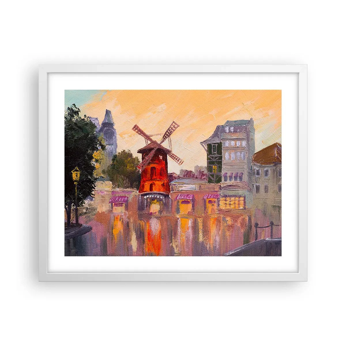 Poster în ramă albă - Icoane pariziene - Moulin Rouge - 50x40 cm