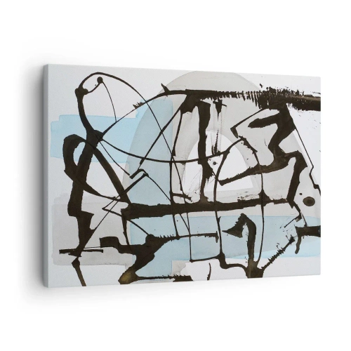 Tablou pe pânză Canvas - Linii și forme abstracte în albastru și negru - 70x50cm - Cu toate acestea, albastru - Decorațiune modernă pentru perete pentru living și dormitor ARTTOR