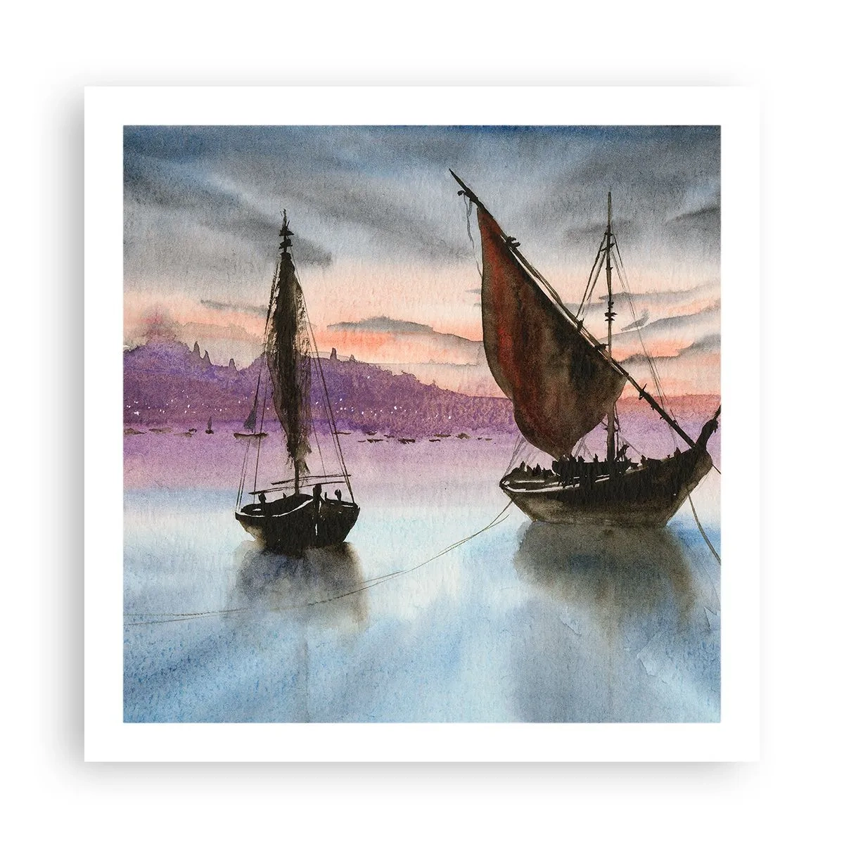 Poster - O seară în port - 60x60 cm