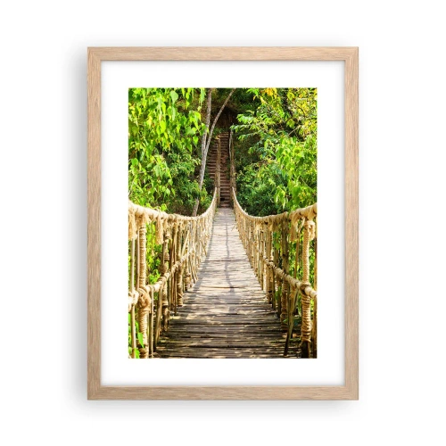 Poster în ramă de stejar deschis - Suspendat în verde - 30x40 cm