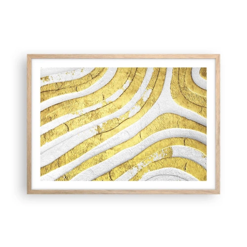Poster în ramă de stejar deschis - Compoziția în alb și auriu - 70x50 cm