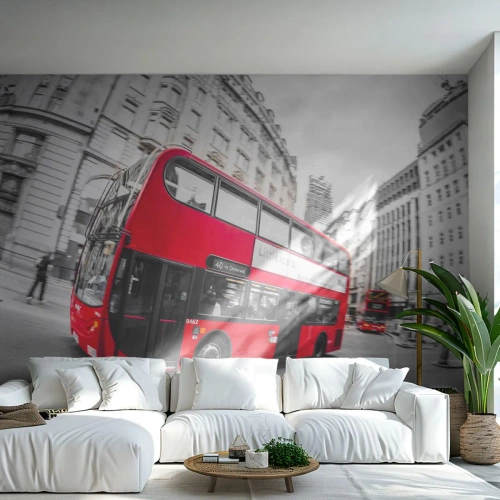 Tapet Premium Canvas - Londra în mod tradițional - by bus - Oraș, Londra, Autobuz roșu - 450x315 cm