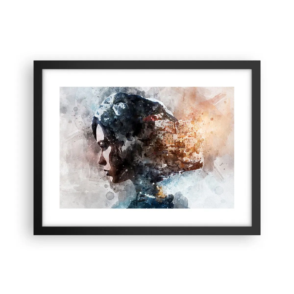 Poster în ramă neagră - Povestea unei fete cu un oraș în fundal - 40x30 cm