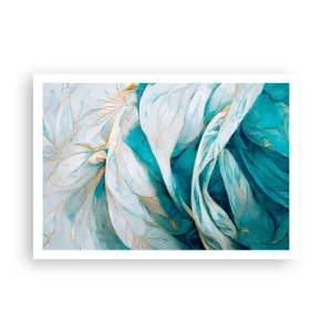 Poster - Abstractul albastru cu motiv auriu - 100x70 cm