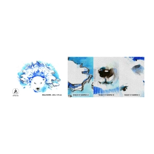 Mostră tapet Premium Sand - Regele Arcticii într-o coroană de gheață - Abstracția, Urs polar, Antarctica - 100x30 cm