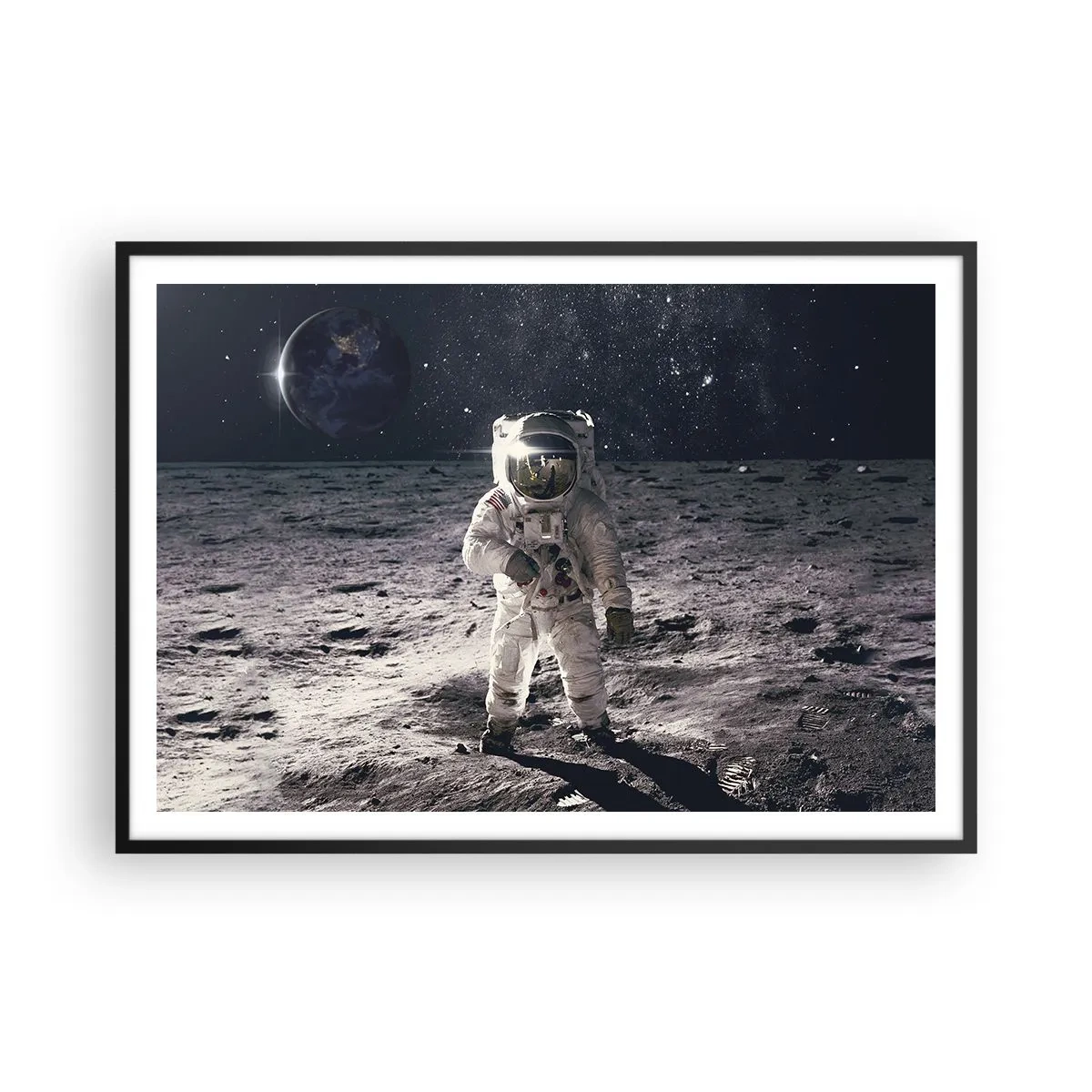 Poster în ramă neagră - Salutări de pe Lună - 100x70 cm