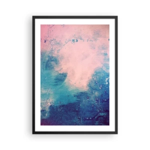 Poster în ramă neagră - Compoziție abstractă în nuanțe de albastru și roz - 50x70cm - Îmbrățișare albastră - Decorațiune modernă pentru perete pentru living și dormitor ARTTOR
