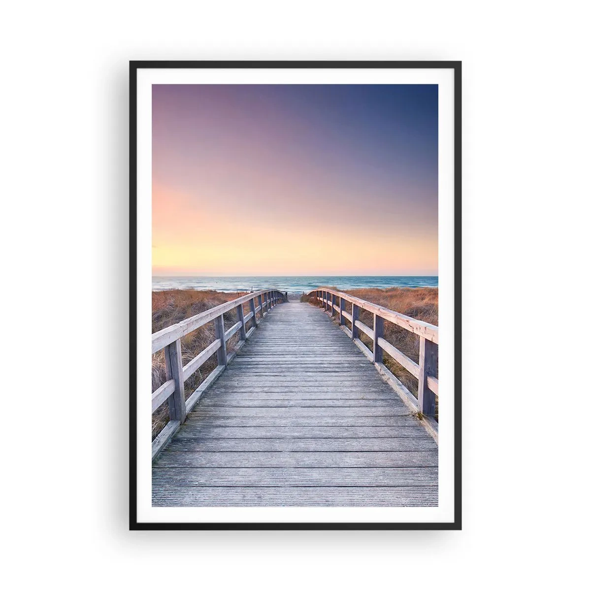 Poster în ramă neagră - Aurora baltică de seară - 70x100 cm