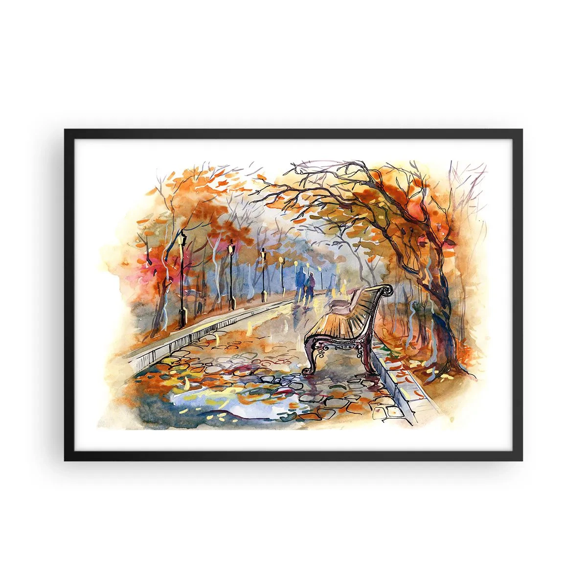 Poster în ramă neagră - Pășim împreună în toamnă - 70x50 cm