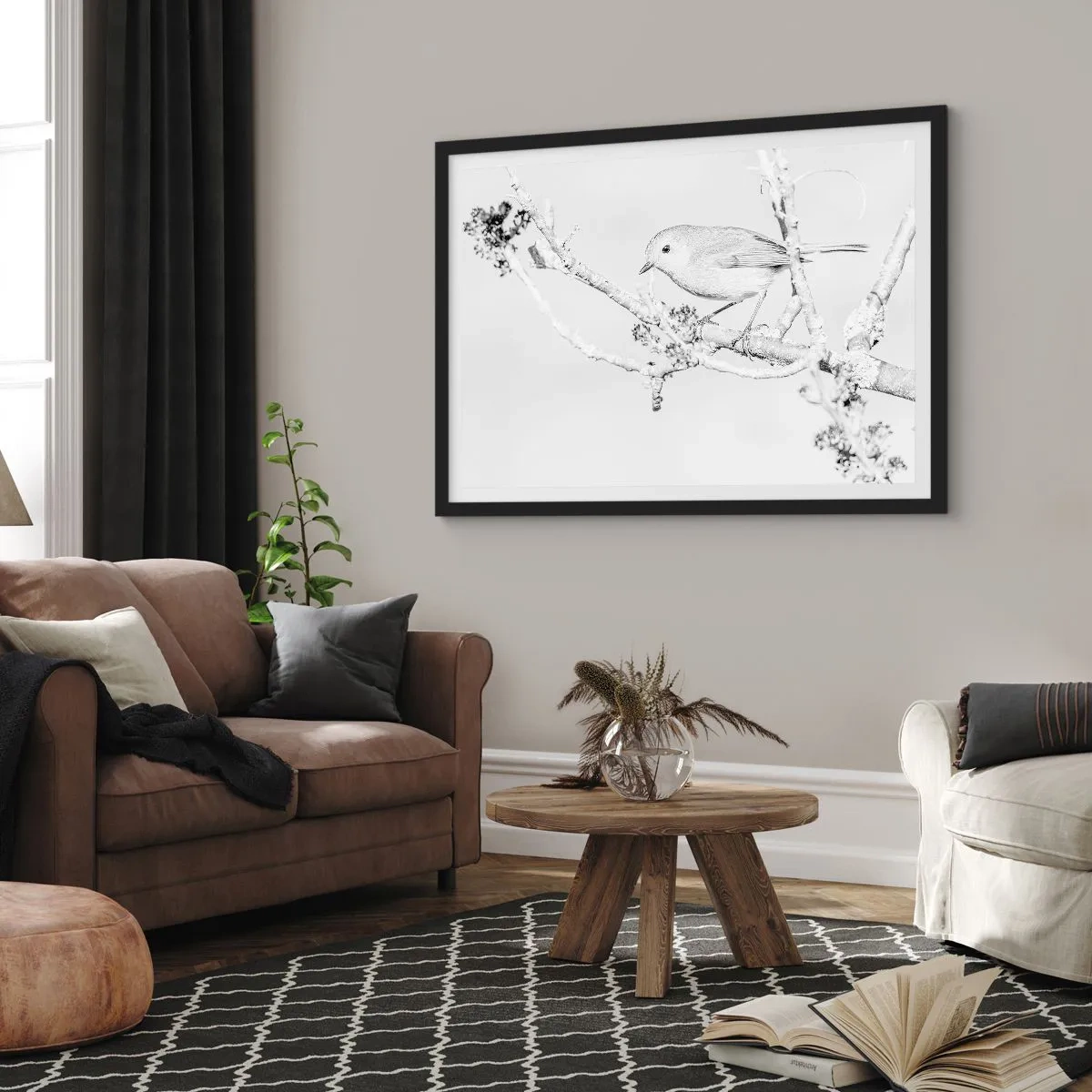 Poster în ramă neagră - Dimineață de iarnă - 70x50 cm