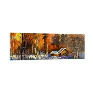Tablou pe sticlă - Impresie de iarnă în soare - 160x50 cm